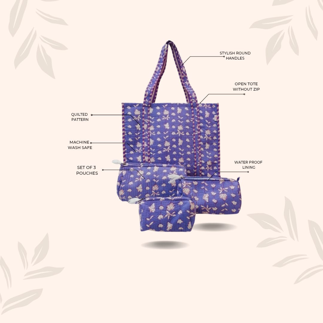 Tote Bag with set of 3 Pouches