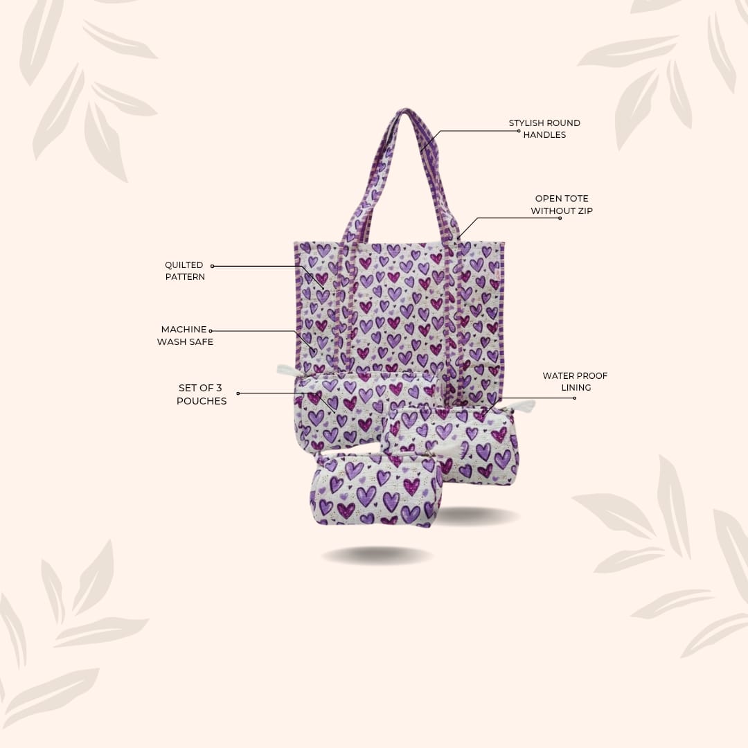 Tote Bag with set of 3 Pouches
