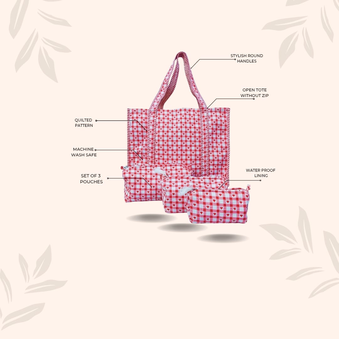 Tote Bag with set of 3 Pouches