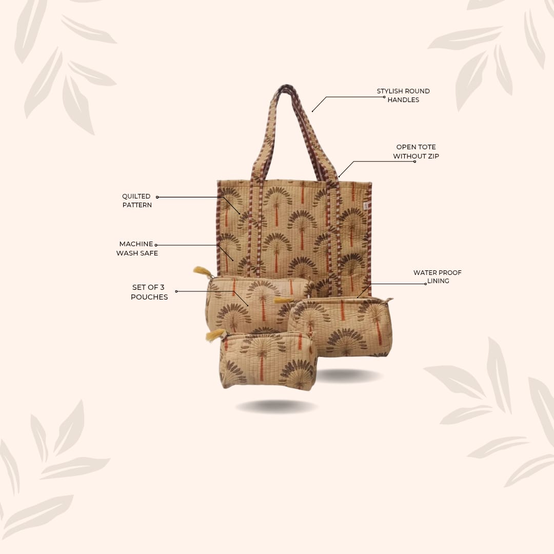 Tote Bag with set of 3 Pouches