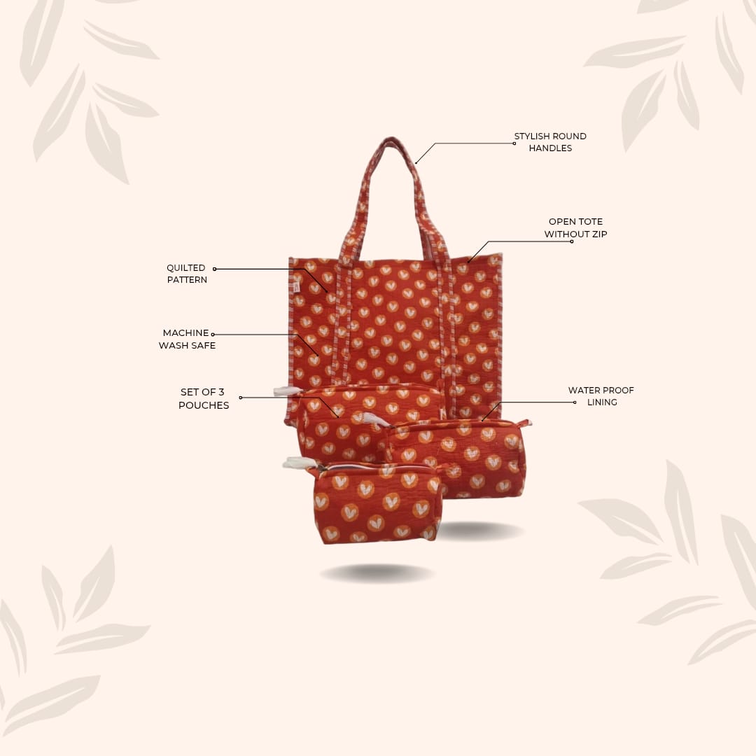 Tote Bag with set of 3 Pouches