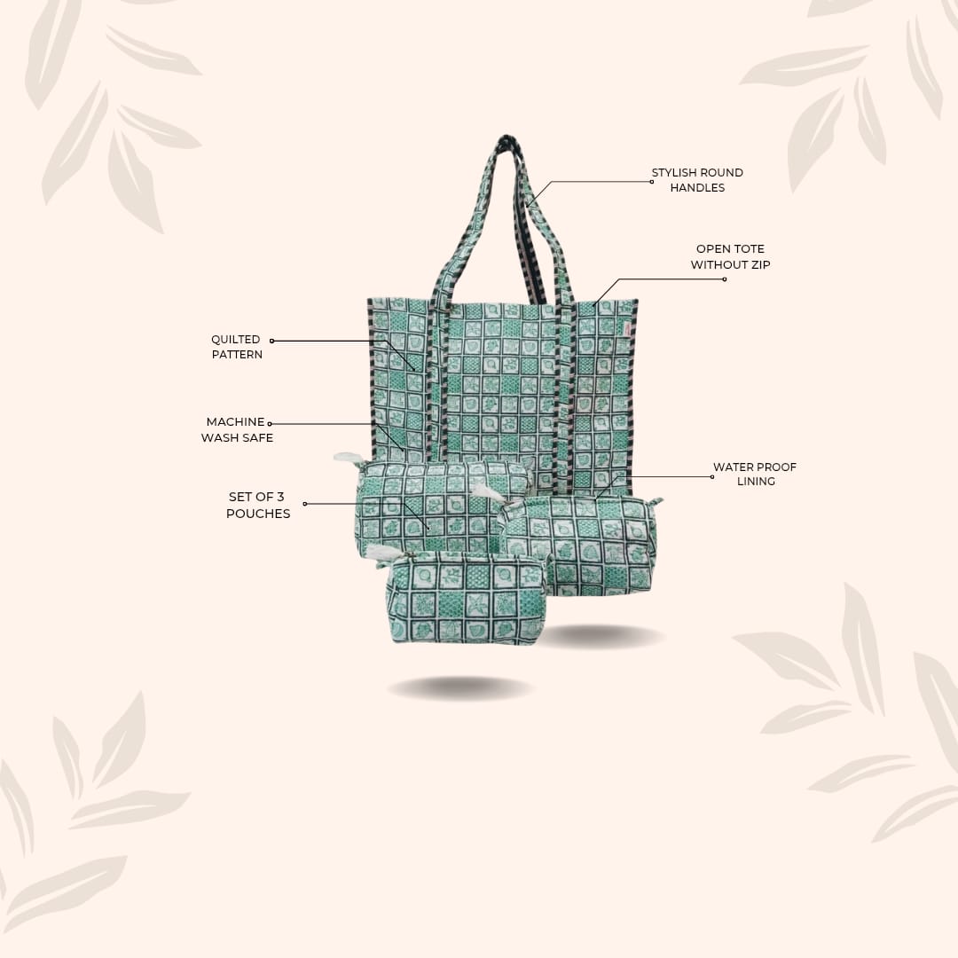 Tote Bag with set of 3 Pouches