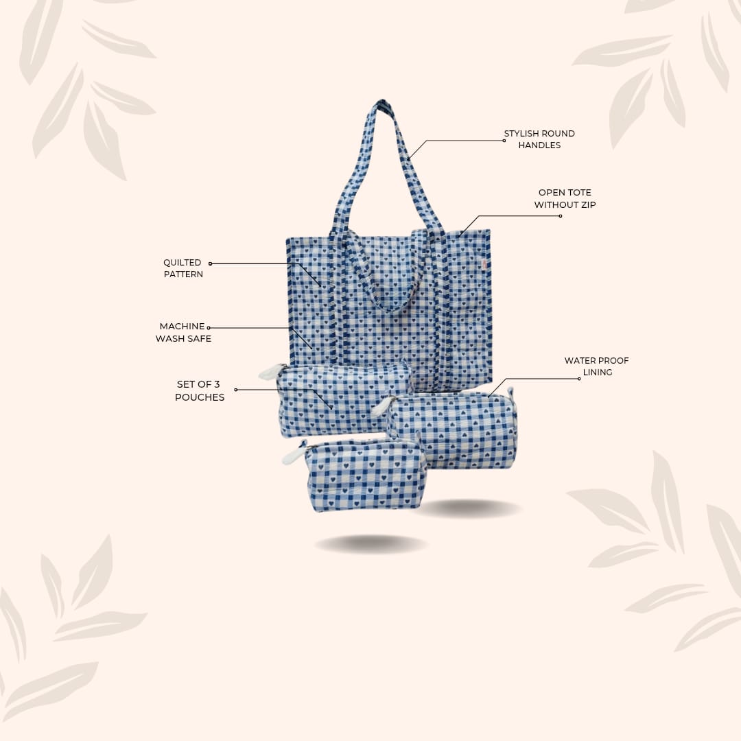Tote Bag with set of 3 Pouches