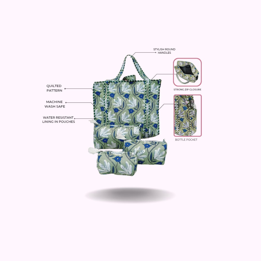 Cotton Tote Bag with Zip & Pouch Combo