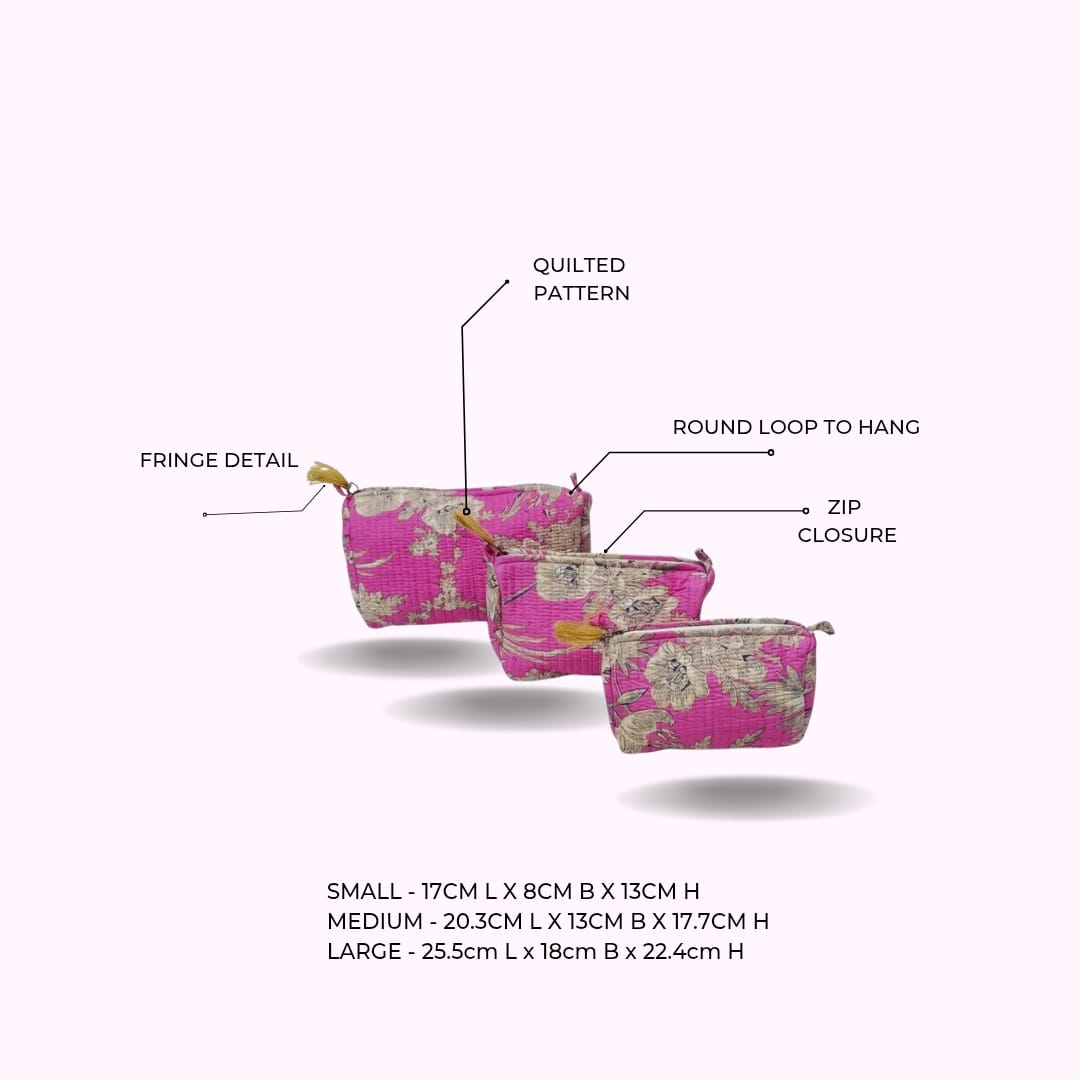 Set of 3 cosmetic bag/pouches with waterproof lining