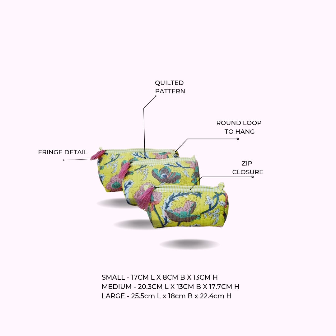 Set of 3 cosmetic bag/pouches with waterproof lining