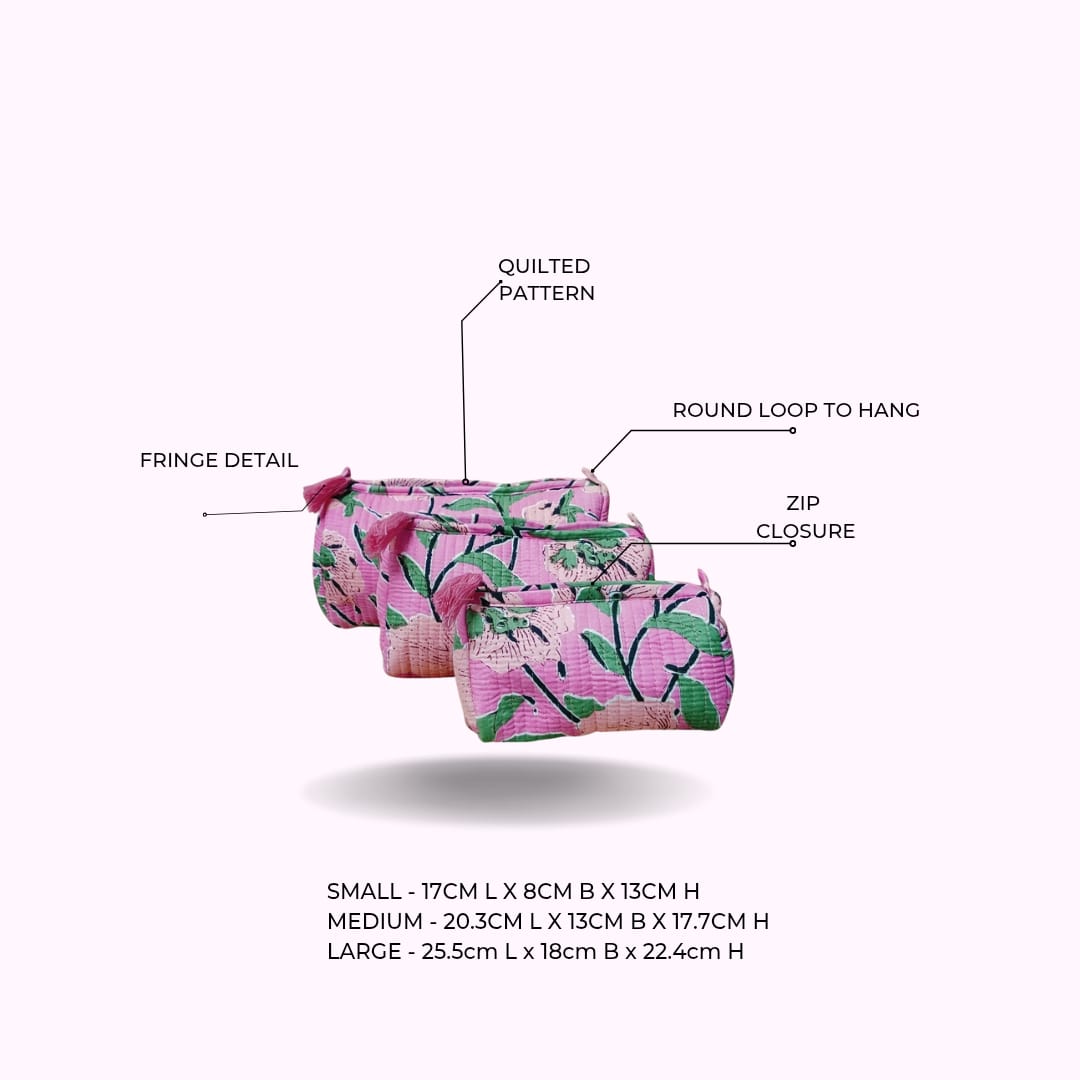 Set of 3 cosmetic bag/pouches with waterproof lining