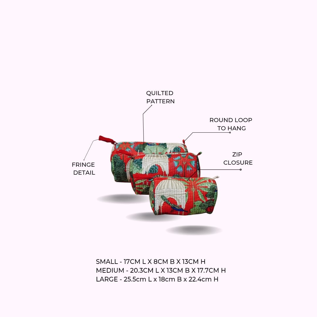 Set of 3 cosmetic bag/pouches with waterproof lining