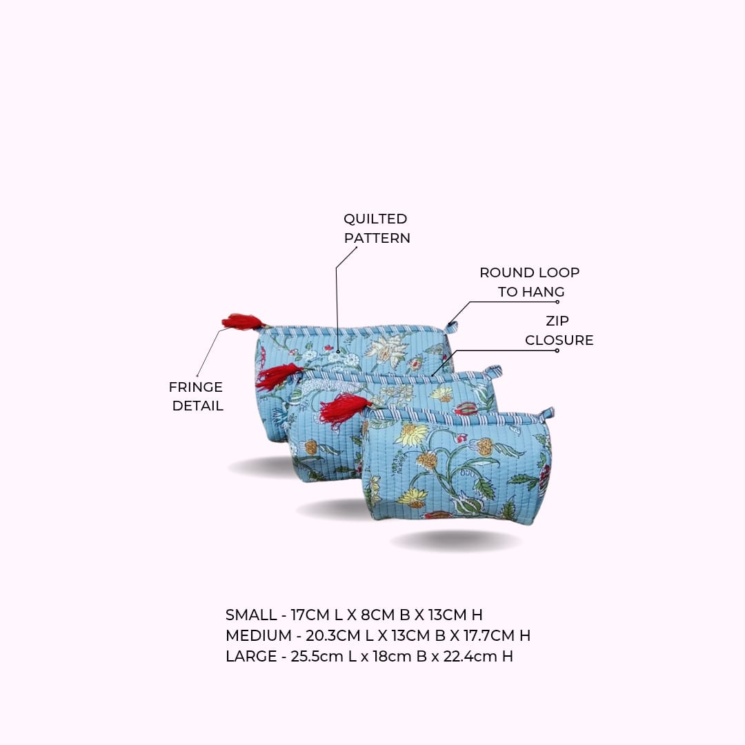 Set of 3 cosmetic bag/pouches with waterproof lining