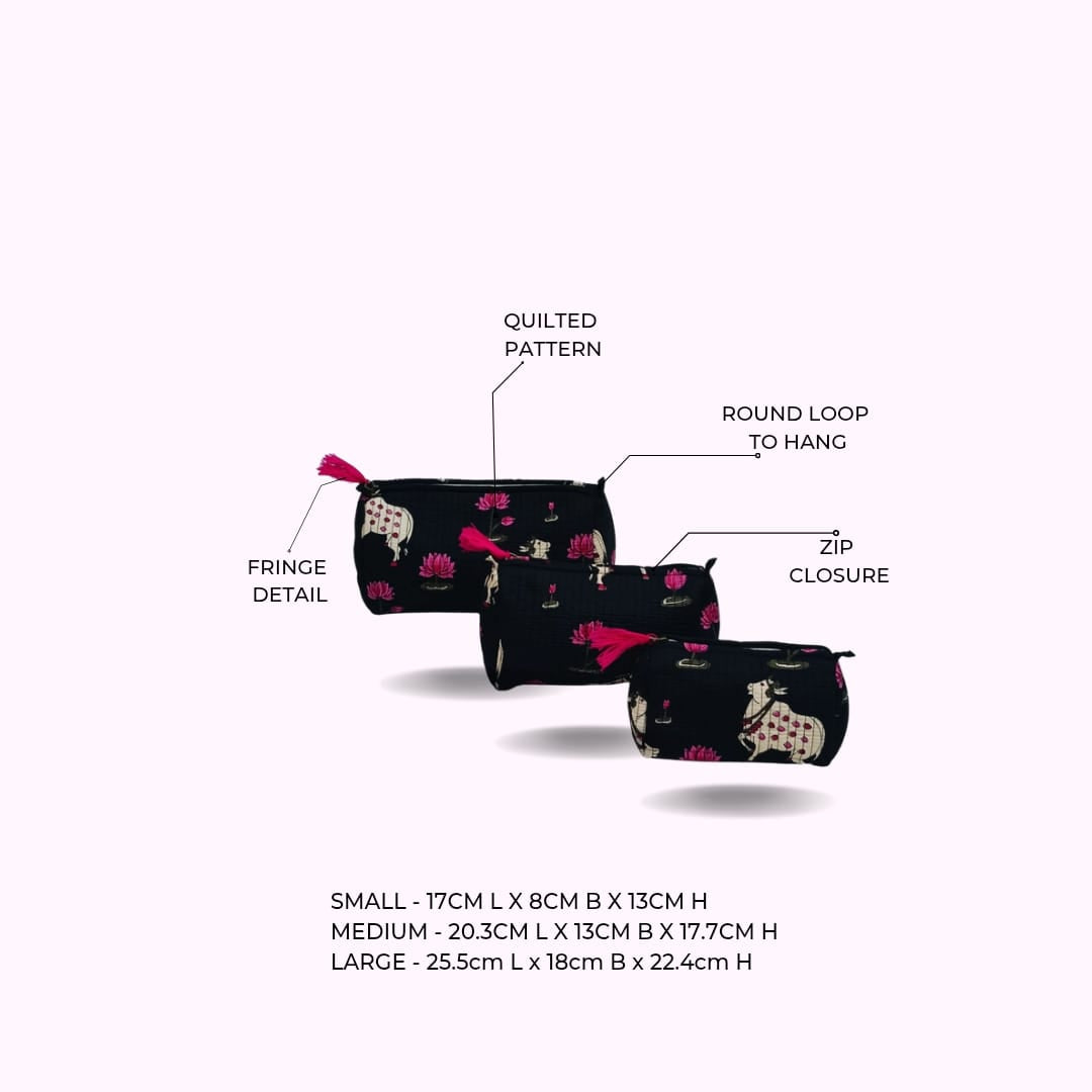 Set of 3 cosmetic bag/pouches with waterproof lining