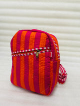 Handcrafted Quilted Cotton One Strap Backpack - 12x9.5x4.5 Inches