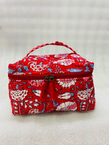 Handcrafted Quilted Makeup Organizer Bag | Cosmetic & Travel Vanity Case - 9x6.5x6.2 inches