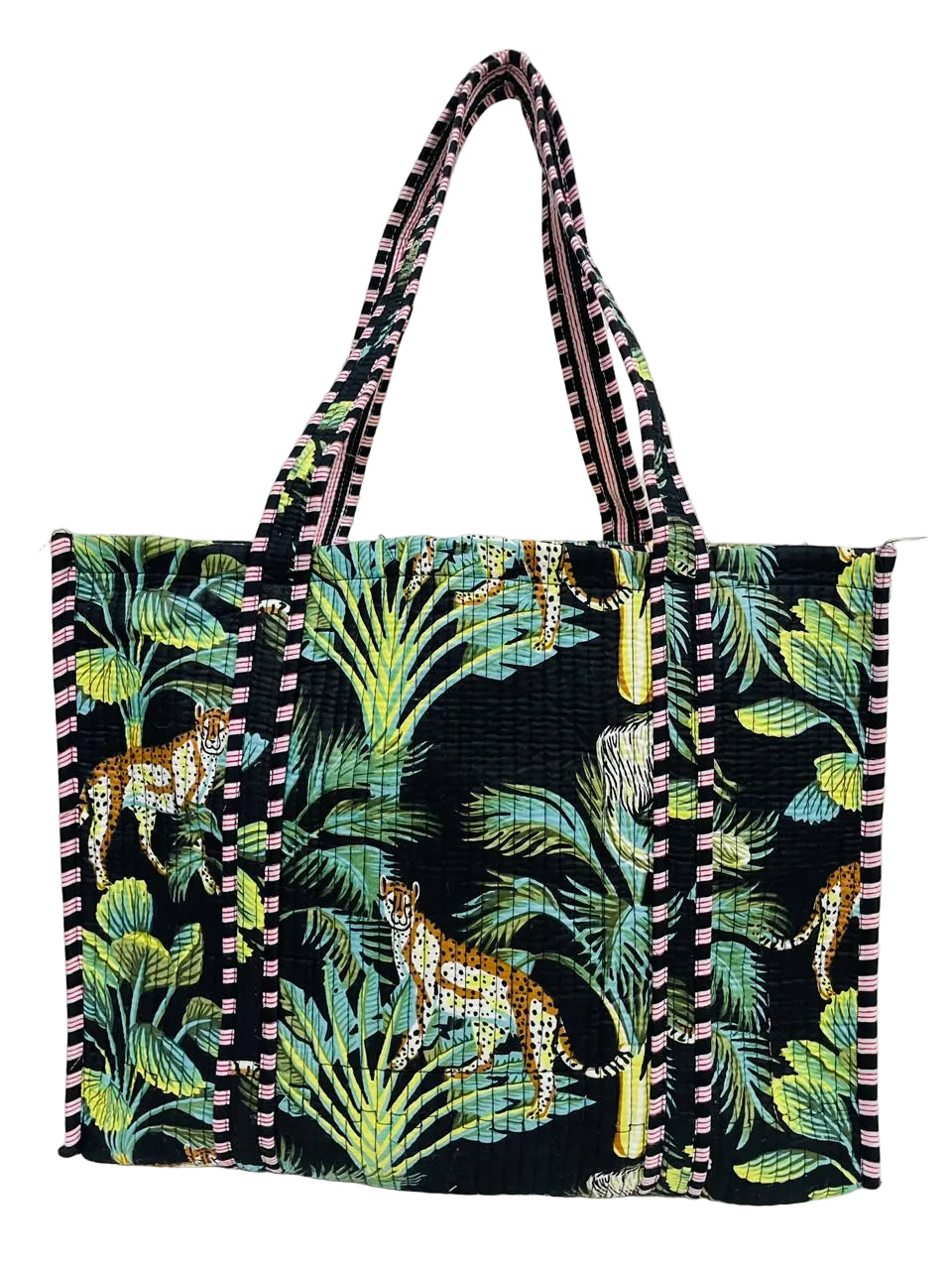 Handblock Printed Quilted Tote Bag without zip/button 17x18x 6 inches