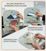 Handcrafted Quilted Wallet Clutch for Women - Passport, Card & Cash Holder