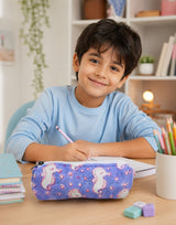 Handblock Printed Cotton Pencil Box Pouch with Zip Closure
