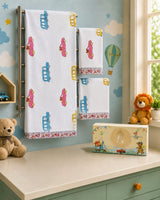 Kids Gift Set - Handblock Printed Towels - 1 Bath + 2 Hand Towels