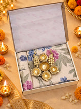 Diwali Bedsheet Value Gift Box | 1 Double Polycotton Bedsheet & 2 Pillow Covers, 1 Large Peacock Metal Urli