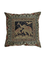 Set Of 2 Black & Green Cotton Silk Ethnic Motifs Square Cushion Covers