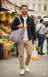 Handblock Printed Quilted Tote Bag without zip/button 17x18x 6 inches