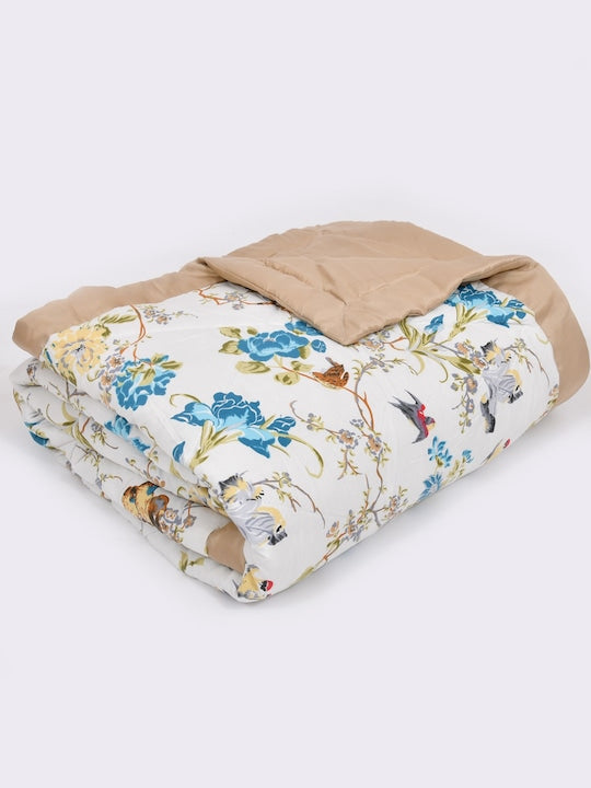 350GSM Blue & White Floral Mild Winter Double Bed Comforter