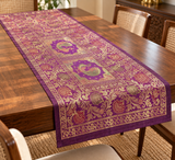 Diwali Gift Box with Banarasi Zari Table Runner, Set Of 6 Mats, 6 coaster, 6 inch Metal Urli