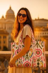 Handblock Printed Quilted Tote Bag without zip/button 17x18x 6 inches