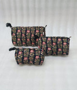 Set of 3 cosmetic bag/pouches with waterproof lining