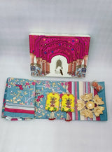 Diwali Gift Box | 1 Double Bedsheet, 1 Pair Door Hanging, 1 Metal Urli, 2 Laddoo Candles