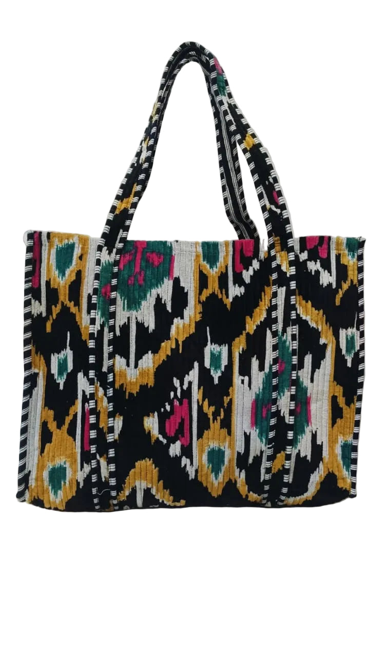 Velvet Tote Bag without Zip with Long Handle 17x18x 6 Inches