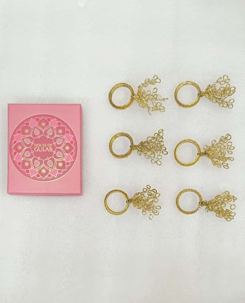 Handcrafted Fancy Beaded Napkin Ring Set of 6 – Perfect for Dining & Parties