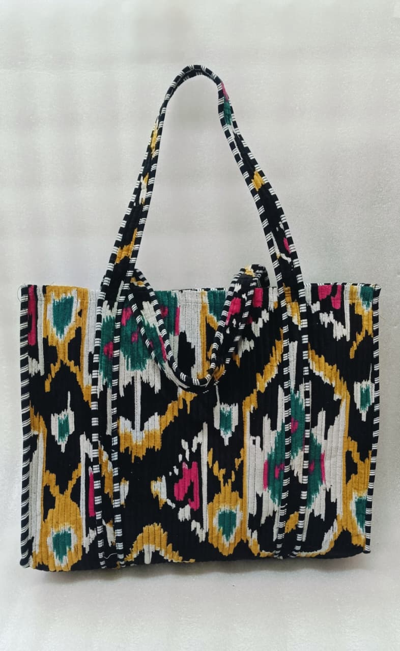 Velvet Tote Bag without Zip with Long Handle 17x18x 6 Inches