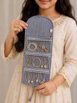 Handcrafted Travel Jewelry Organizer Roll | Artisan Fabric Jewelry Pouch