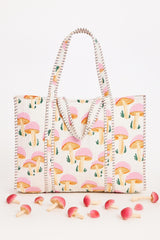 Handblock Printed Quilted Tote Bag without zip/button 17x18x 6 inches