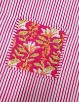 Handblock Printed Quilted Tote Bag without zip/button 17x18x 6 inches