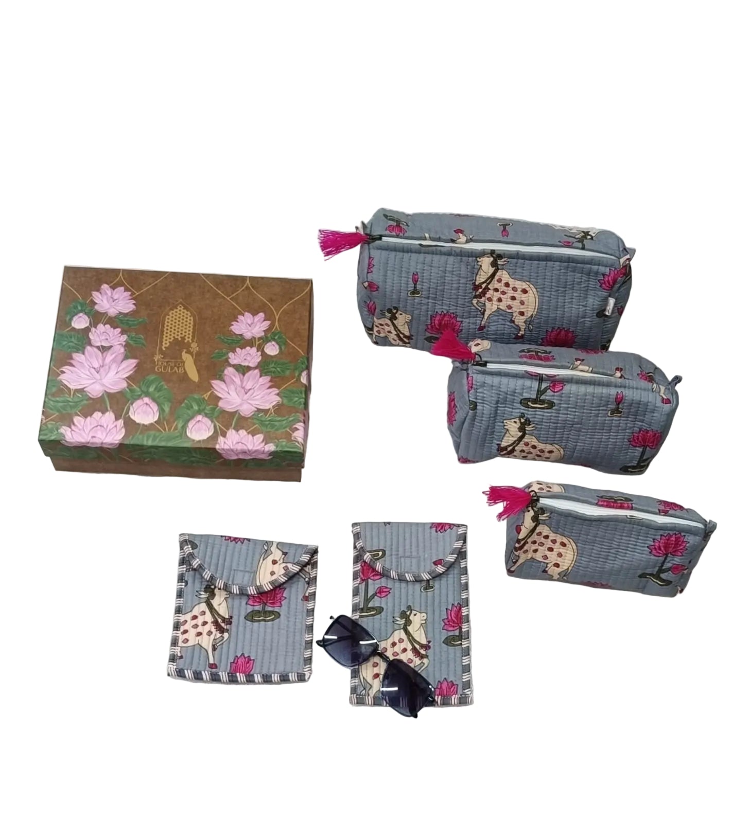 Set of 5 Utility Pouches (3 Makeup Pouches, 1 Sunglass Pouch, 1 Sanitary Napkin Pouch)