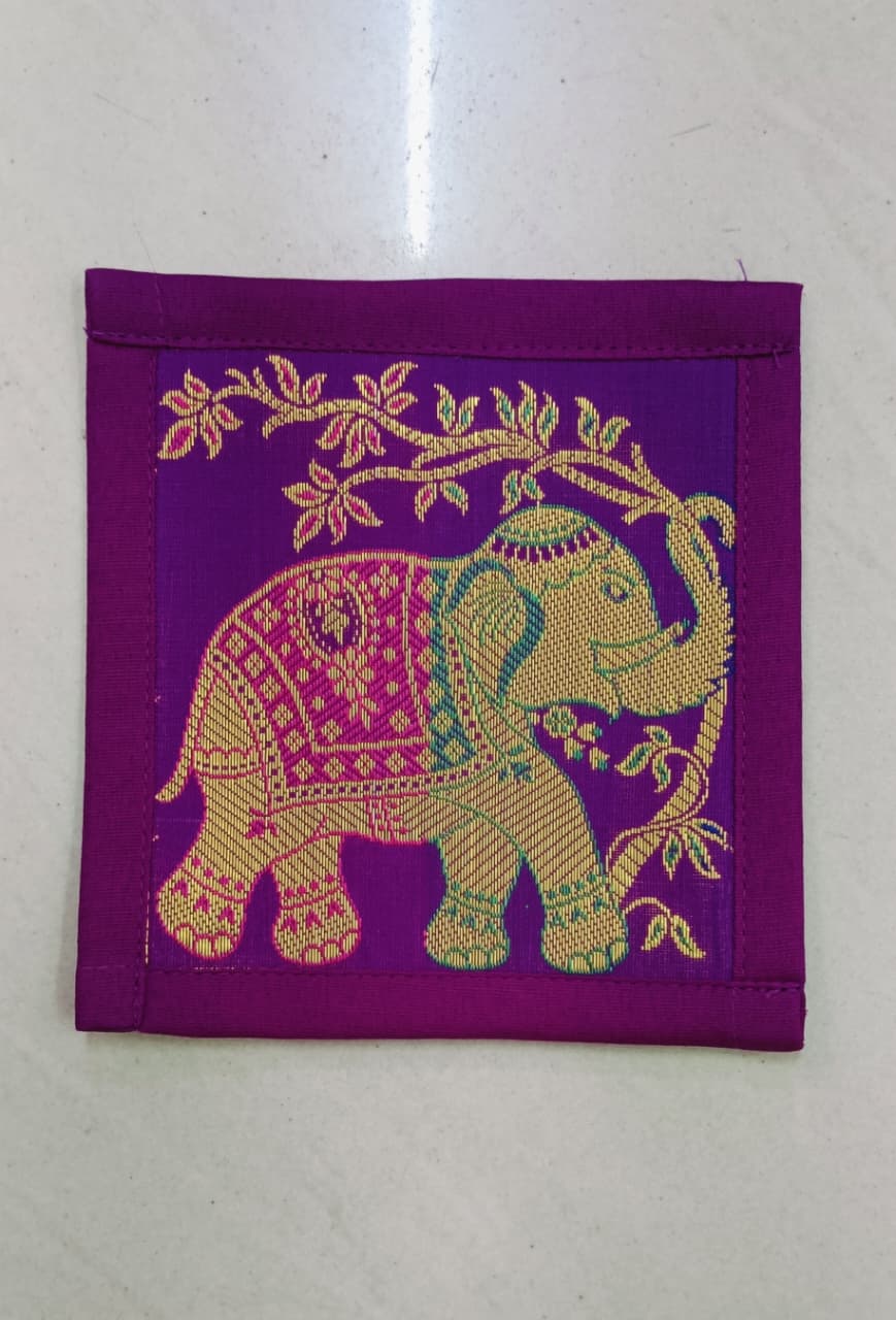 Gift Box with Banarasi Zari Table Runner, Set Of 6 Mats, 6 coaster