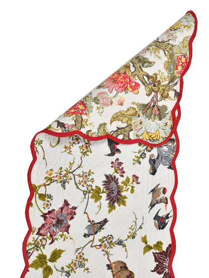 Reversible quilted table runner with scallop detail - 12X70 inches