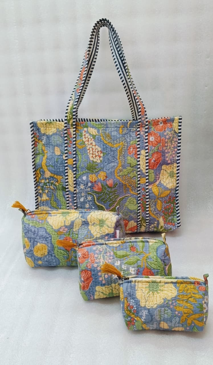 Tote Bag with set of 3 Pouches