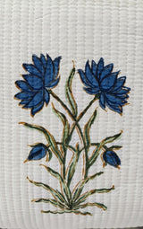 Classic White Block Printed Quilted Tote Bag without zip/button 17x18x 6 inches