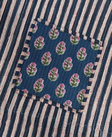 Handblock Printed Quilted Tote Bag without zip/button 17x18x 6 inches