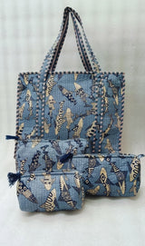 Cotton Tote Bag with Zip & Pouch Combo