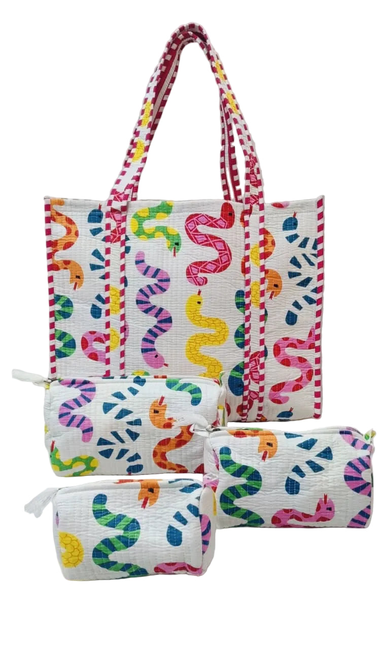 Tote Bag with set of 3 Pouches