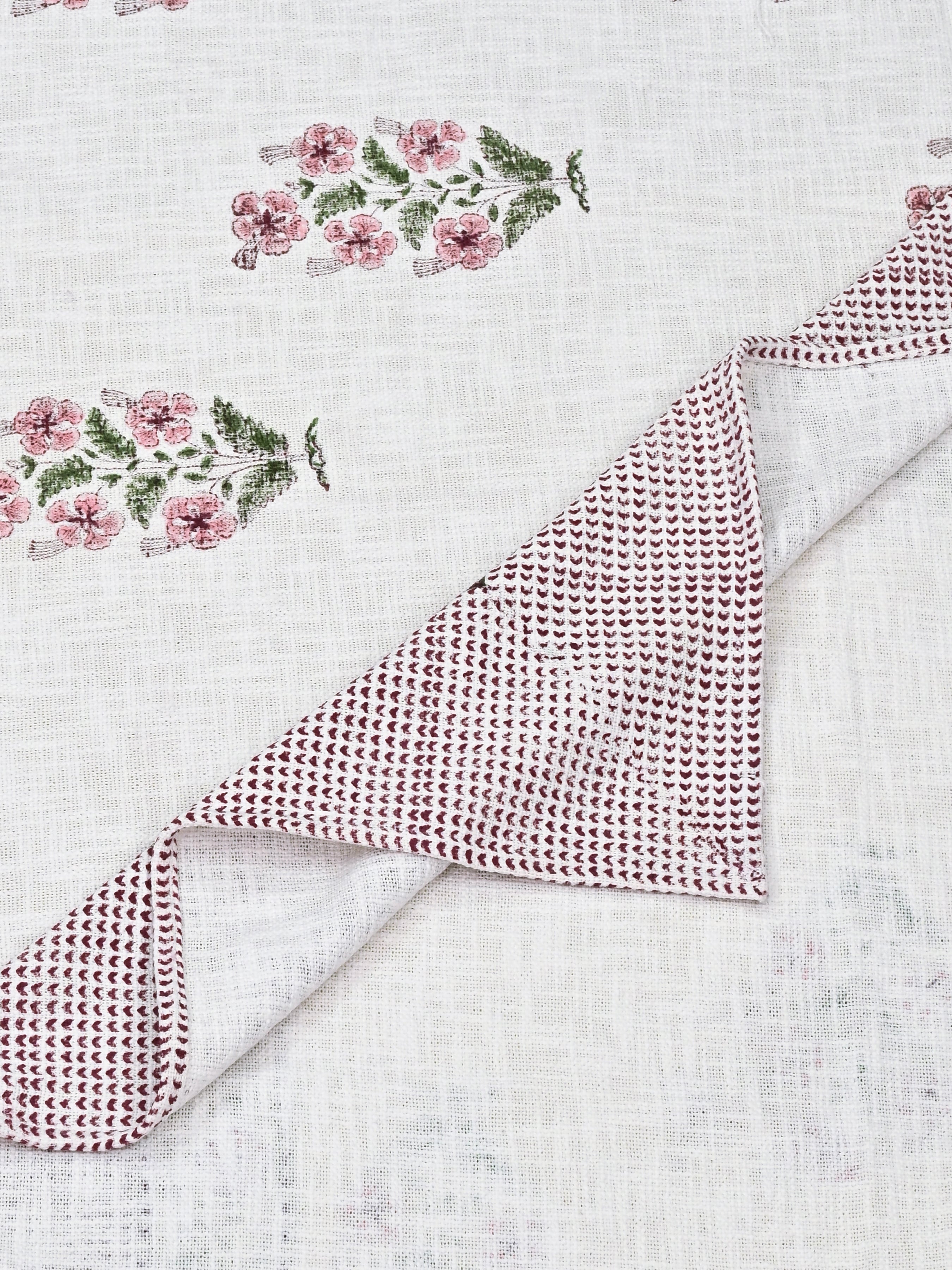 Handblock printed Jute Cotton Bedcover - Double King with 2 Pillow Covers