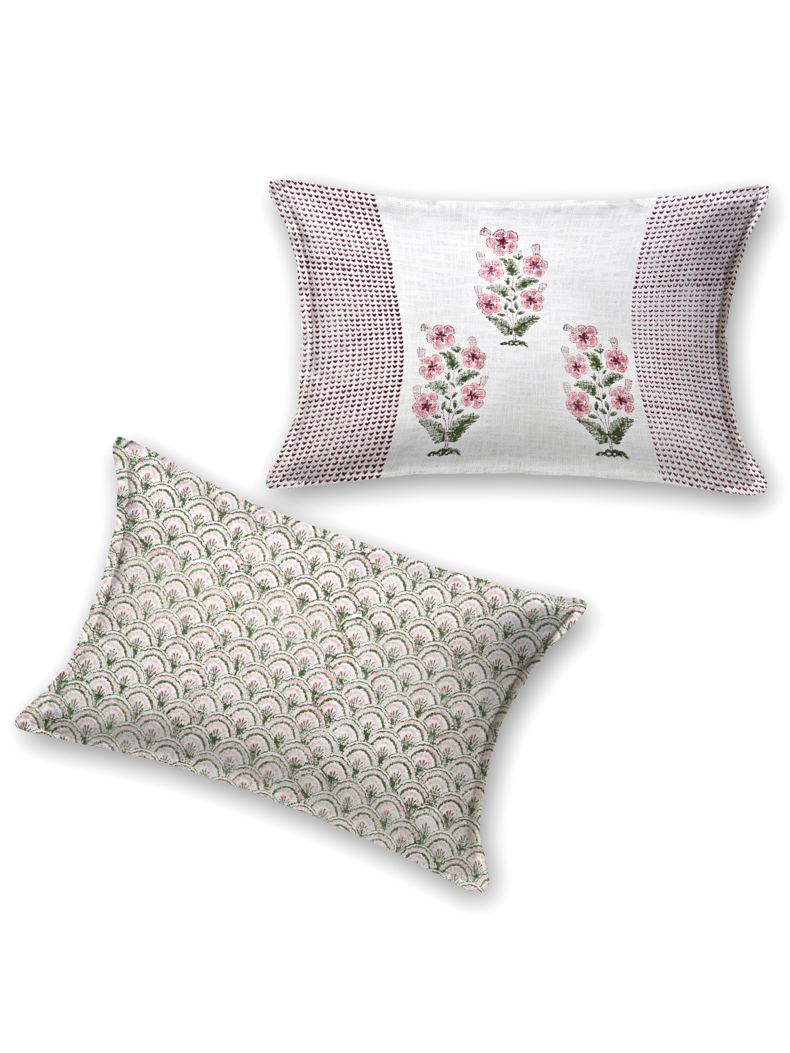 Handblock printed Jute Cotton Bedcover - Double King with 2 Pillow Covers