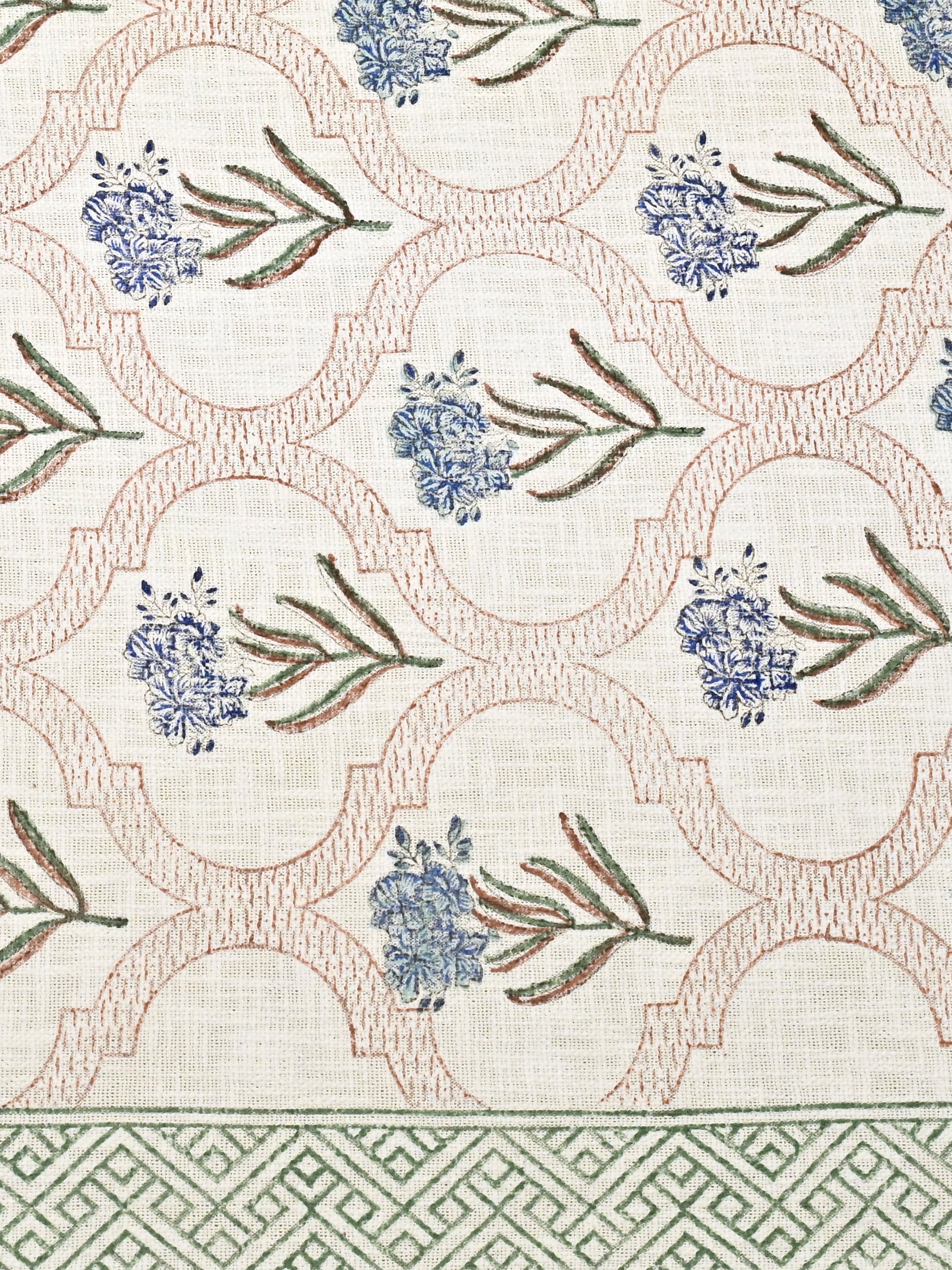 Handblock printed Jute Cotton Bedcover - Double King with 2 Pillow Covers