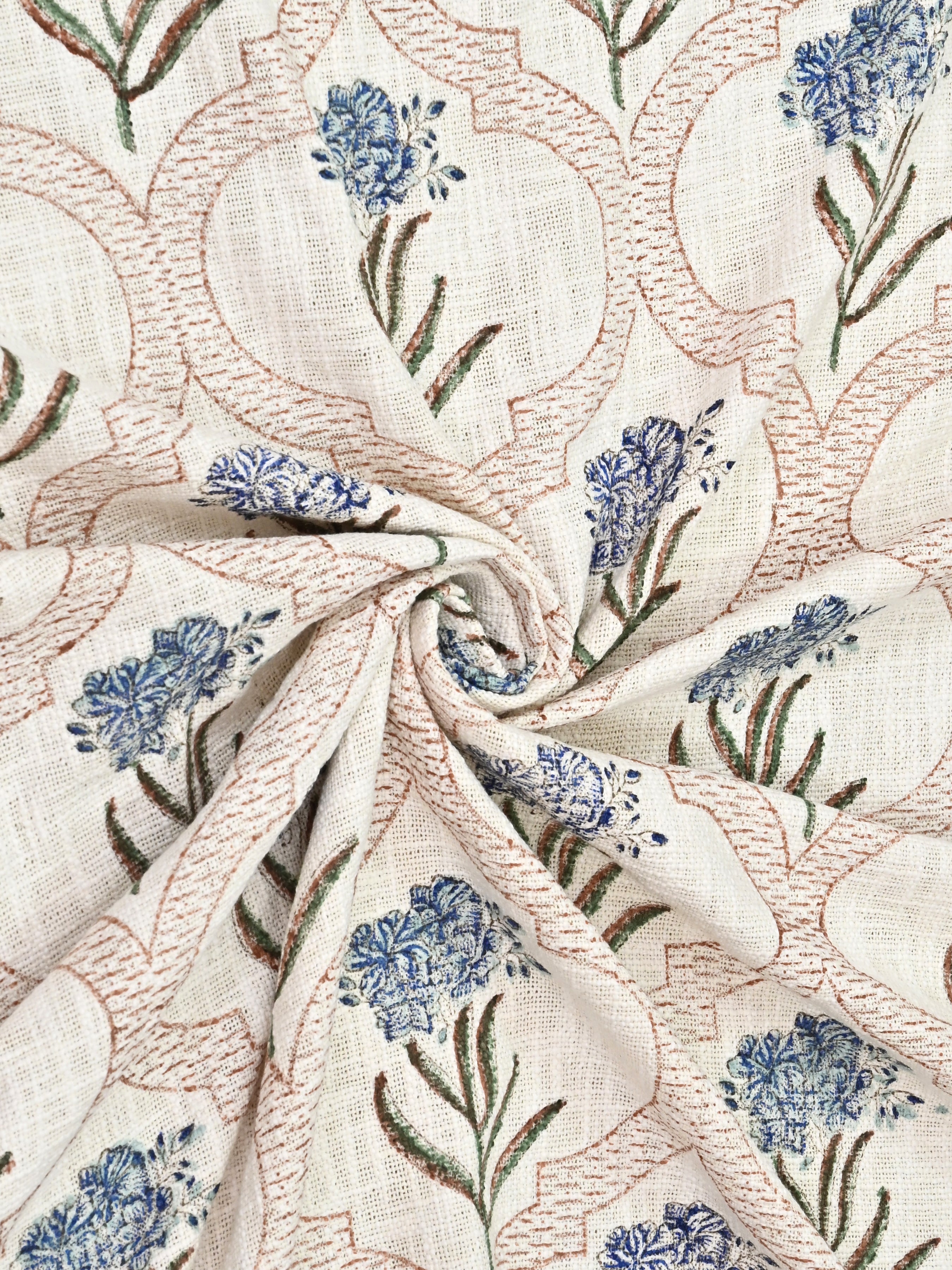 Handblock printed Jute Cotton Bedcover - Double King with 2 Pillow Covers