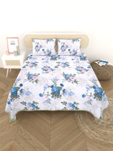 Quilted Floral Printed Reversible Bedcover with 2 Pillow Covers