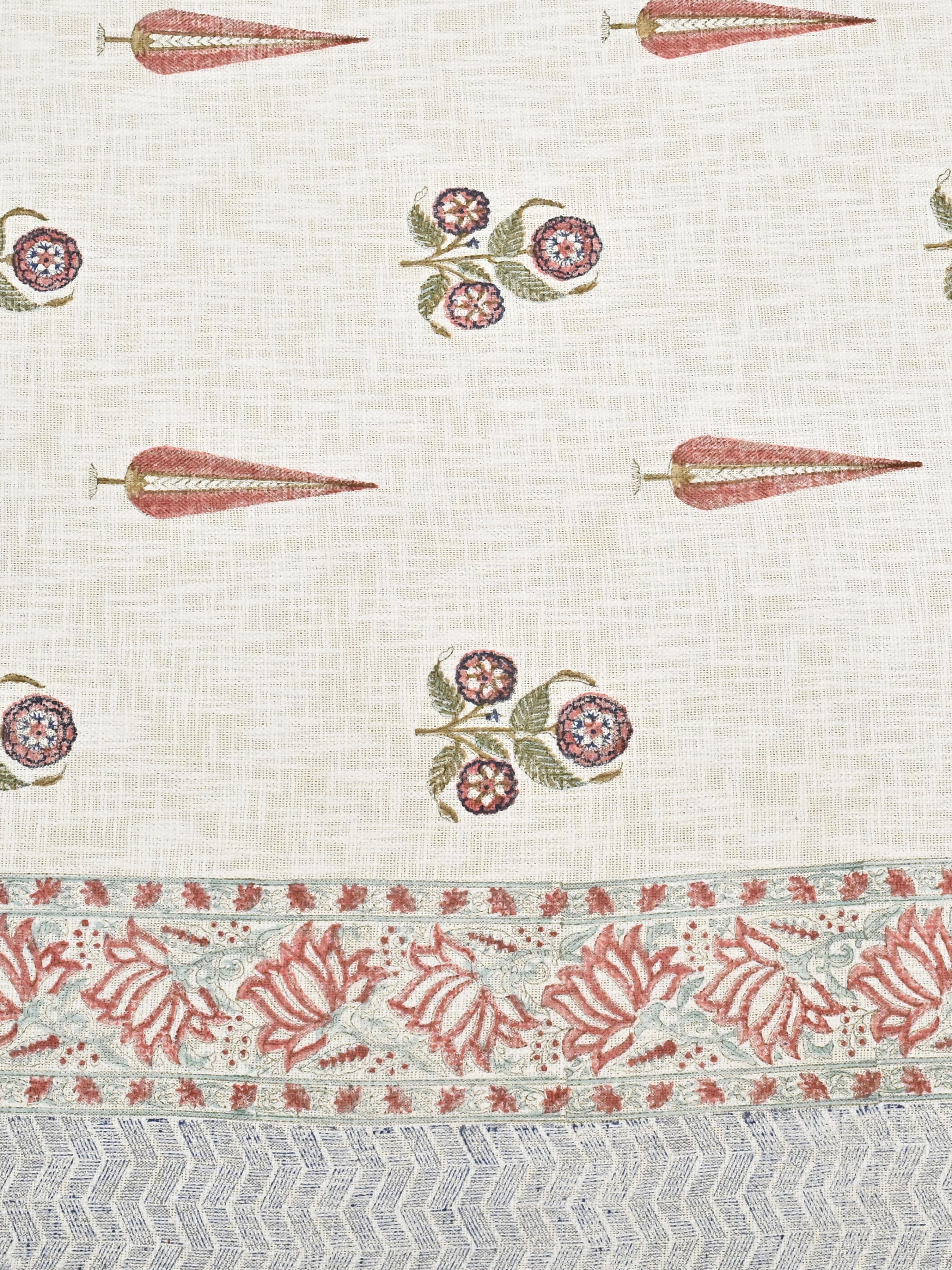 Handblock printed Jute Cotton Bedcover - Double King with 2 Pillow Covers