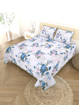 Quilted Floral Printed Reversible Bedcover with 2 Pillow Covers