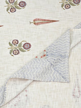 Handblock printed Jute Cotton Bedcover - Double King with 2 Pillow Covers